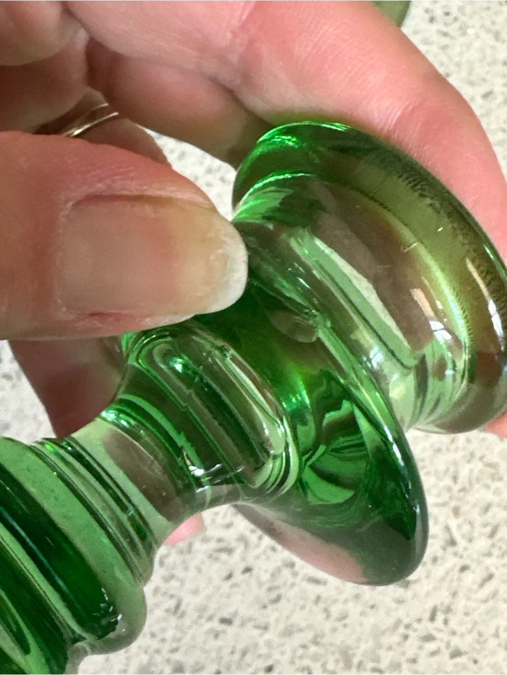 Green glow candlestick holders- Imperfect/flaws